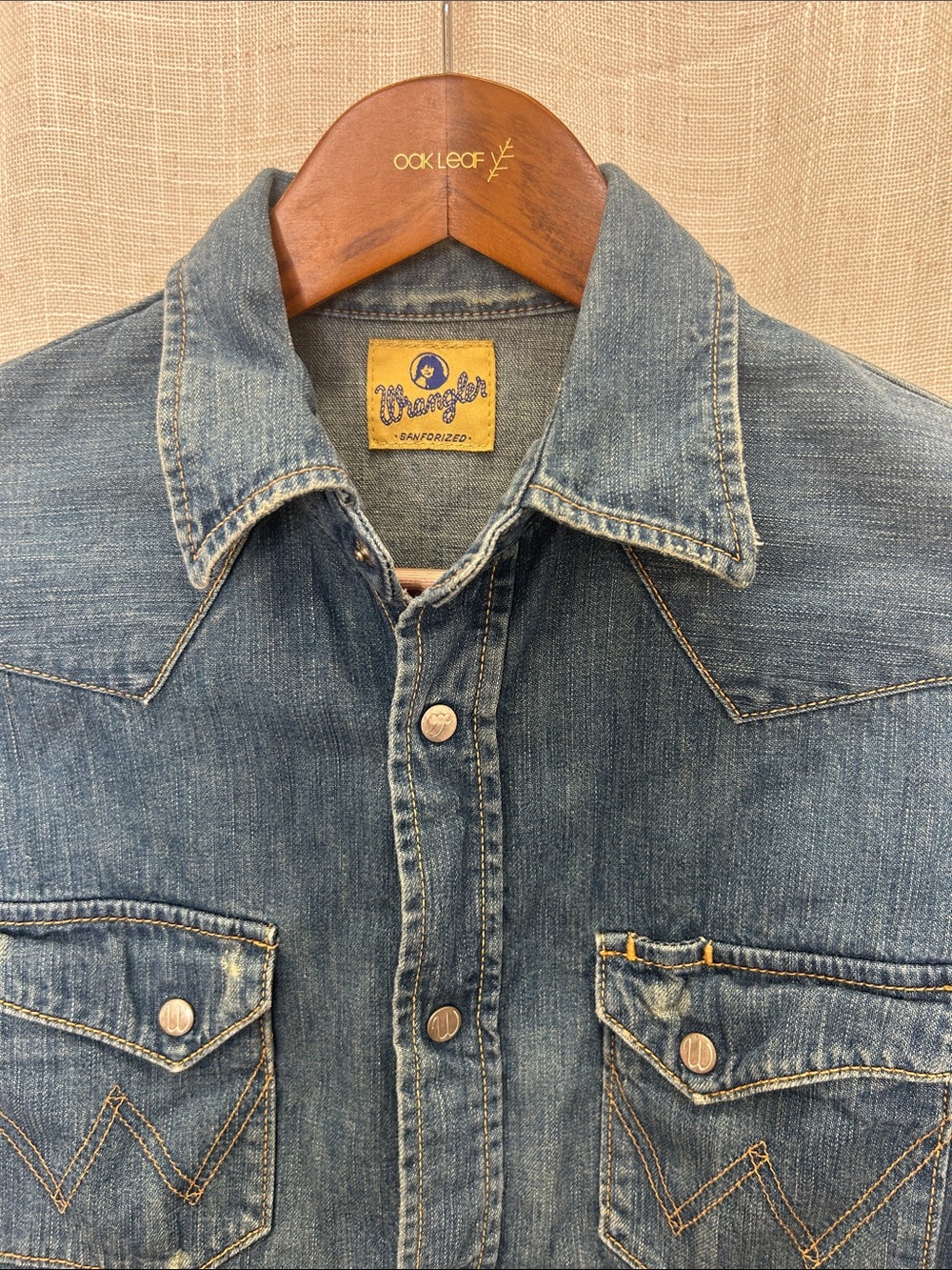 Wrangler Blue Denim Western Long Sleeve Shirt Size Small Excellent Condition - Picture 4 of 15
